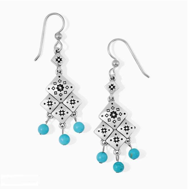 Mosaic Tile French Wire Earrings, Color: Silver/Turquoise