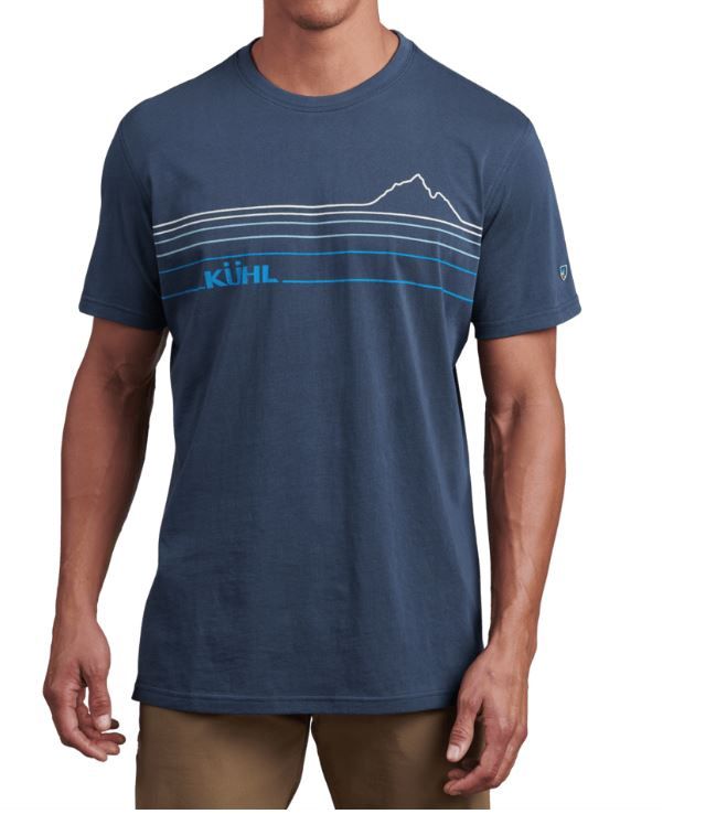 Mountain Lines T Shirt-D, Color: Pirate Blue, Size: XL