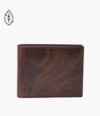 Derrick Bifold Wallet w/Flip ID, Color: Dark Brown
