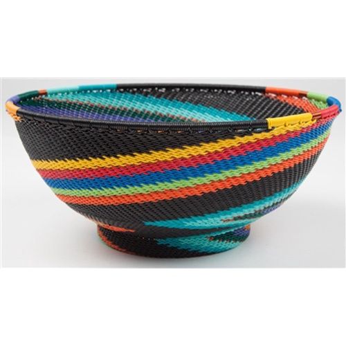 Telephone Wire Large Round Bowl w/Base, Bridge for Africa Color: African Rainbow