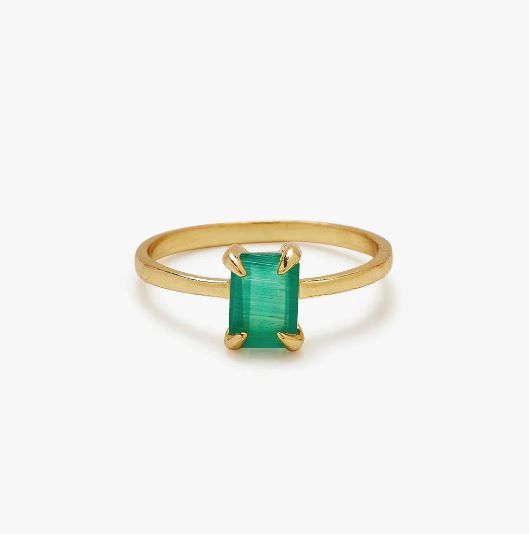 Ring, Emerald Statement Gold, Color: Gold, Size: 6