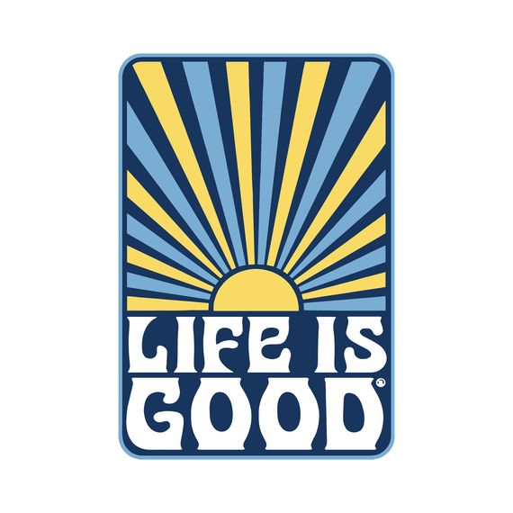 Retro Sunburst Small Die Cut Sticker, Life is Good Color: Cornflower Blue