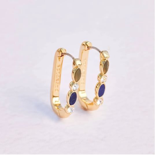 Earring, Stone Hoops Gold, Color: Gold
