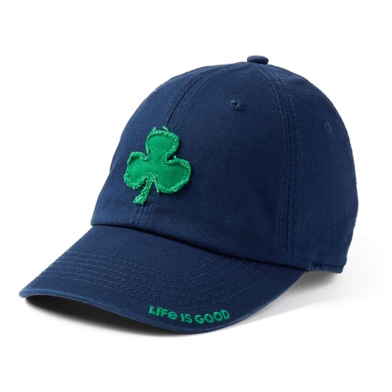 Adult Unisex Applique Shamrock Tattered Chill Cap, Color: Darkest Blue, Size: One Size