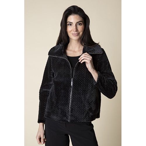 Sherpa Cozy Zip Jacket, Color: Black, Size: Small