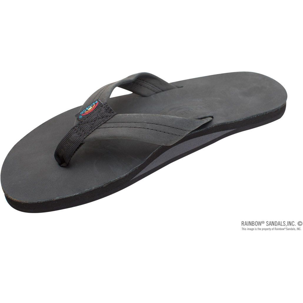 M&#39;s Single Layer Leather Sandals, Color: Total Black, Size: Small