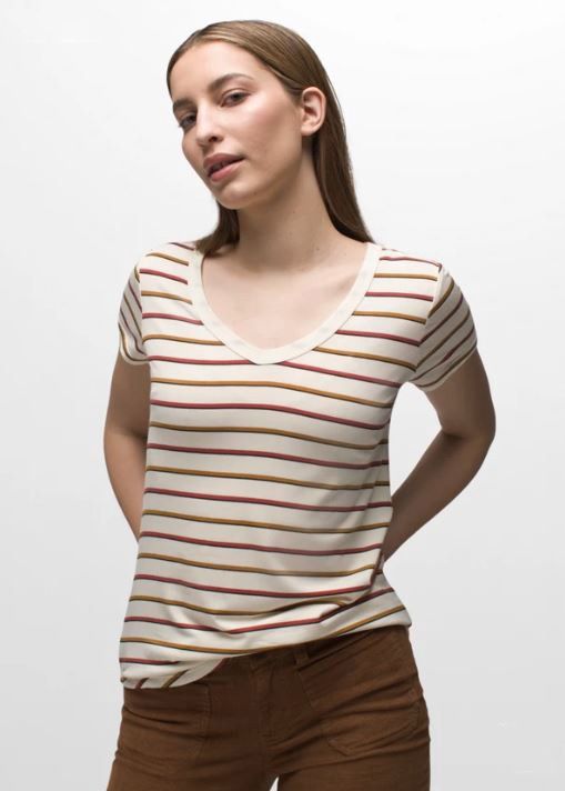 Foundation 365 V-Neck Top, Color: Canvas Stripe, Size: XS