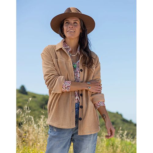 Hudson Stretch Cord Shacket, Color: Camel, Size: Small