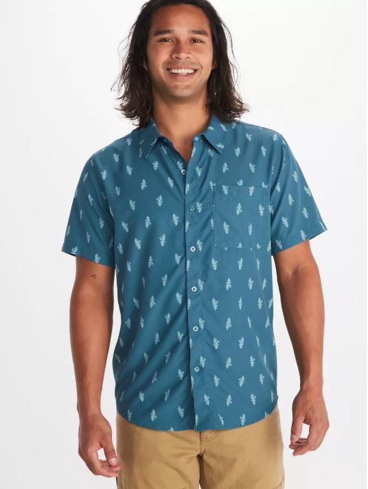 Aerobora Novelty Short Sleeve, Color: Dusty Teal Leaf, Size: Medium