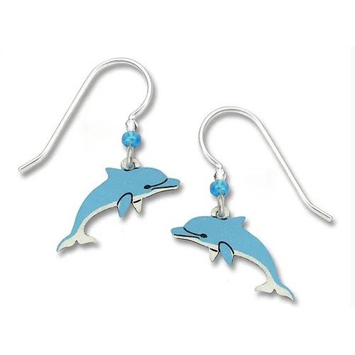Two Tone Dolphin Blue Earrings
