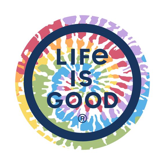 Tie Dye Coin 4&quot; Circle Sticker, Life is Good Color: Darkest Blue