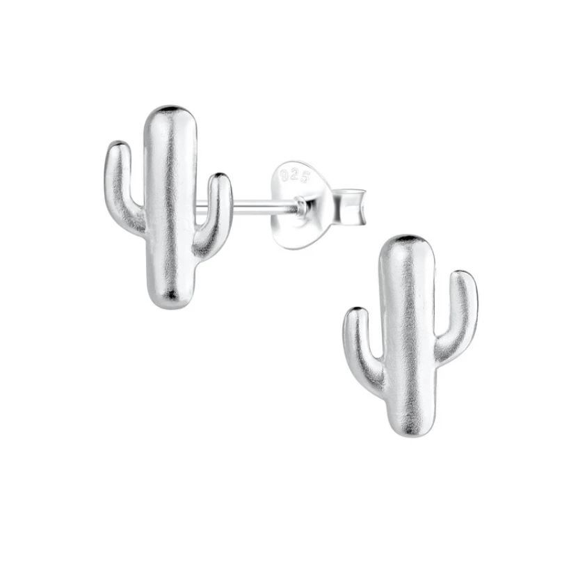 Minimal Cactus Studs, Color: Silver