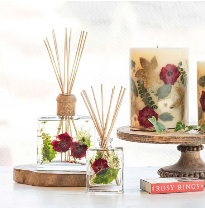Holiday Botanical Reed Diffuser, 4 Oz, Rosy Rings Fragrance: Red Currant &amp; Cranberry