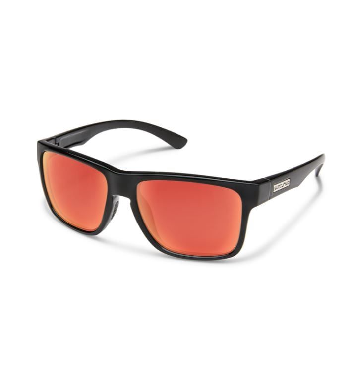 Suncloud Rambler Sunglasses, Frame Color: Black, Lens Color: Polarized Red Mirror