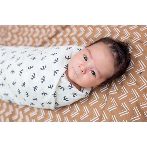 Lulujo 2 Pack Cotton Swaddle Blankets - Mudcloth/Blackbirds