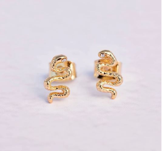 Earring, Snake Studs Gold, Color: Gold