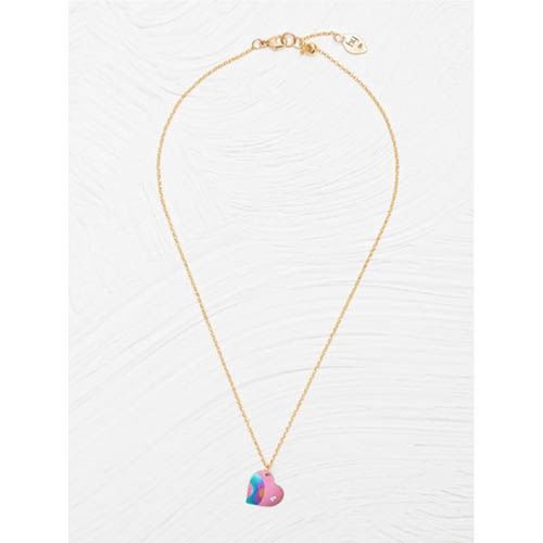 Rainbow Heart Necklace for Kids, Color: Gold