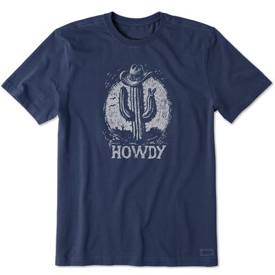 Men&#39;s Woodcut Cactus Howdy Short Sleeve Tee Shirt