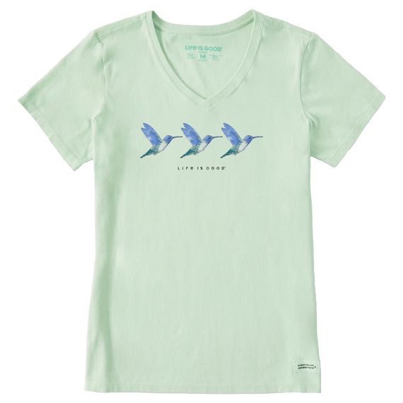 Women&#39;s Three Hummingbirds SS Tee, Color: Sage Green, Size: Small