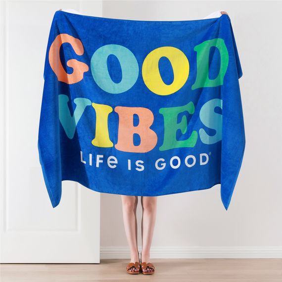 Beach Towel - Good Vibes, Life is Good Color: Royal Blue