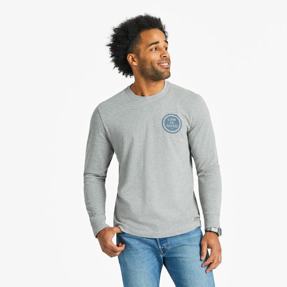 Men&#39;s LIG Wordmark Stack Long Sleeve Crusher Tee Shirt, Color: Heather Gray, Size: XXL