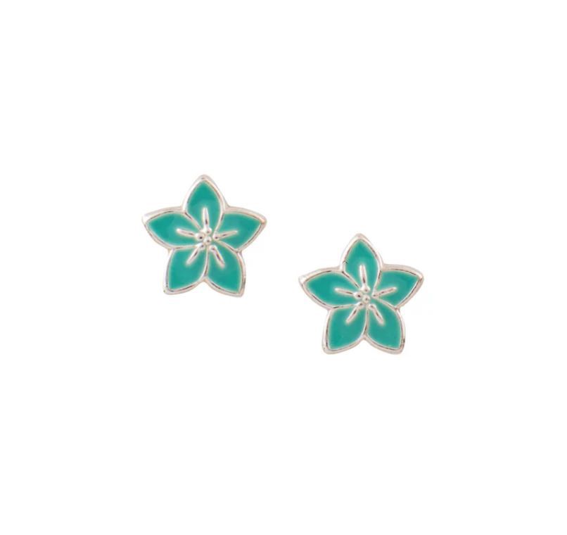 Tropical Flower Studs, Color: Silver