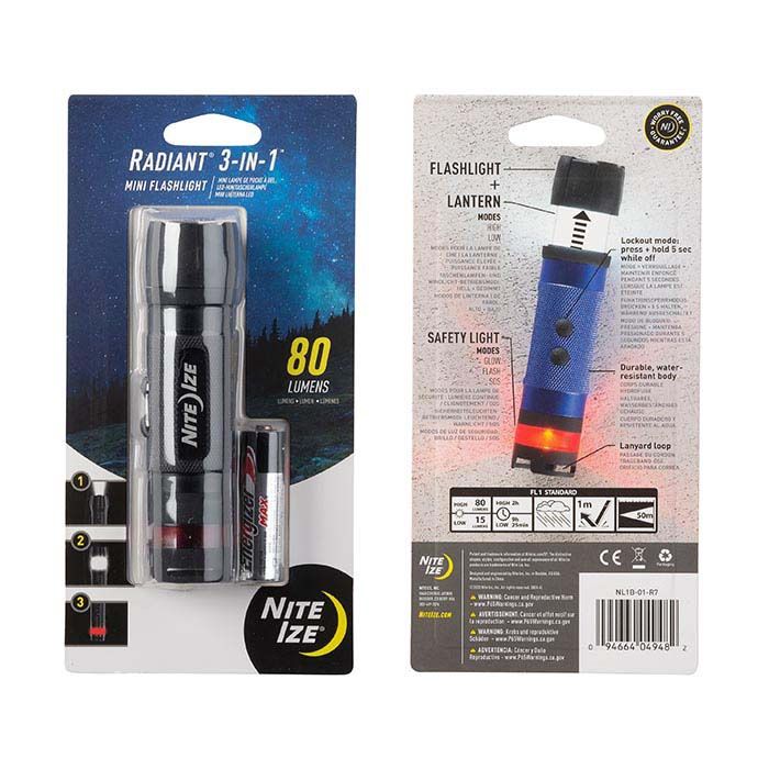 Radiant 3-in-1 Flashlight, Color: Black