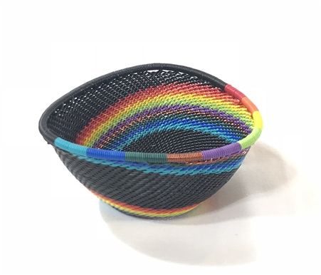 Telephone Wire Small Triangle Bowl, Bridge for Africa Color: African Rainbow