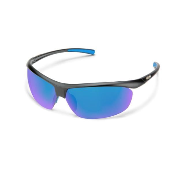 Suncloud Zephyr Sunglasses, Frame Color: Matte Black, Lens Color: Polarized Blue Mirror