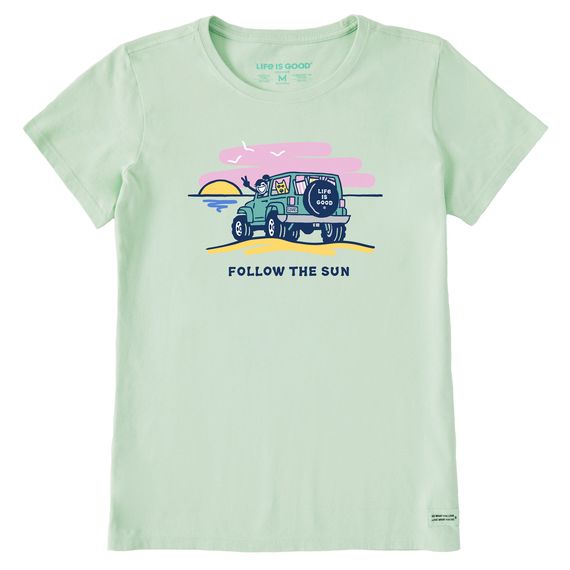 Women&#39;s Jackie And Rocket Follow The Sun SS Tee, Color: Sage Green, Size: Small