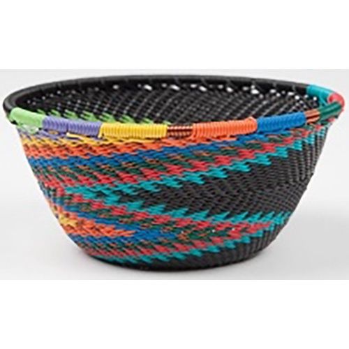 Telephone Wire Small Round Bowl, Bridge for Africa Color: African Rainbow