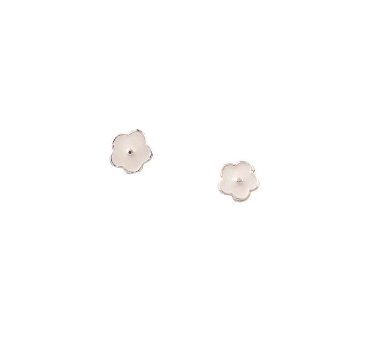 Simply Sweet Flower Studs-White, Color: Silver
