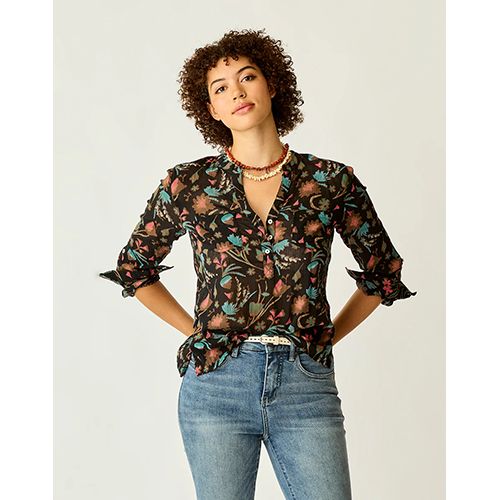 Dylan Gauze Shirt, Color: Scattered Floral, Size: XS