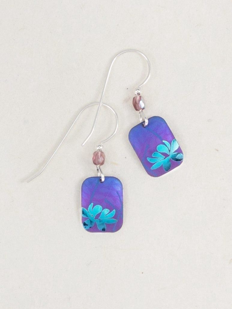 Blooming Lotus Earrings, Color: Lotus Purple/Teal