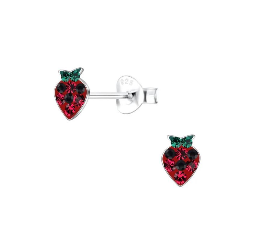 Strawberry Sparkle Studs, Color: Silver