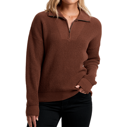 Norda 1/4 Zip Sweater, Color: Mocha, Size: XS