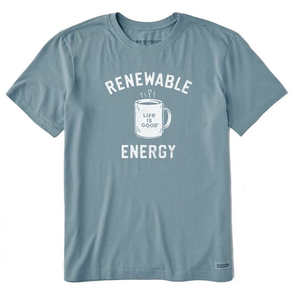 Men's Renewable Energy Mug Shirt, Color: Smoky Blue, Size: Medium