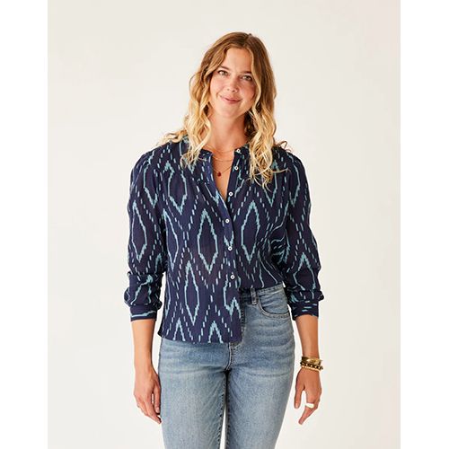 Tatum Gauze Top, Color: Navy Diamond, Size: XL