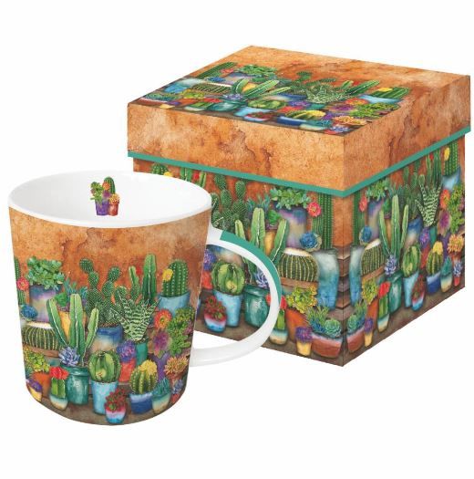 Gift Box China Mug - Southwest Succulents, Attribute: Sw Succulent, Size: 13.5 Oz
