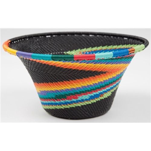 Telephone Wire Small Cone Bowl, Bridge for Africa Color: African Rainbow