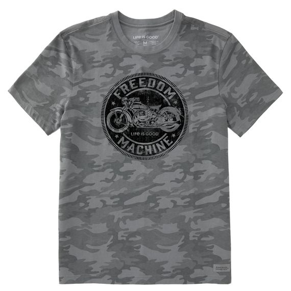 Men&#39;s Freedom Machine Motorcycle SS Tee, Color: Gray Camo, Size: Medium