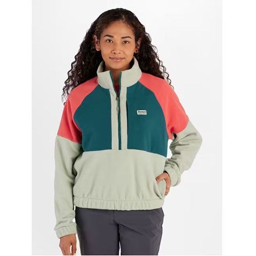 Women&#39;s Retro Rocklin 1/2 Zip, Color: Frosty Green/Dark Jungle/Grapefruit, Size: Small
