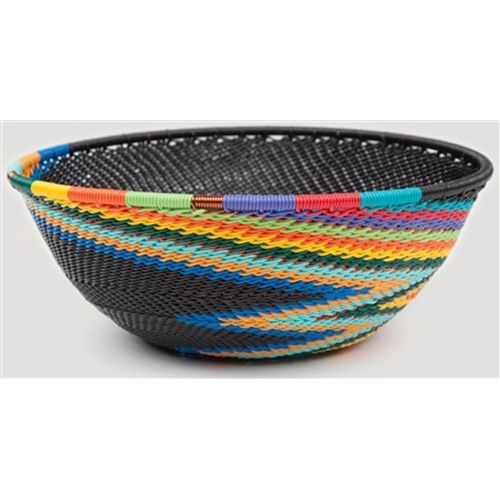 Telephone Wire Medium Round Bowl, Bridge for Africa Color: African Rainbow