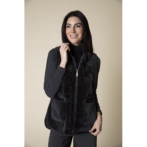 Sherpa Zip Patch Pocket Vest, Color: Black, Size: Small