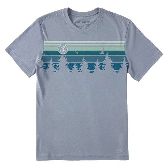 Men&#39;s Tree Striped Sky Crusher Tee Shirt, Color: Stone Blue, Size: L