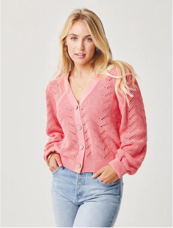 Tessa Cardigan Sweater, Color: Grapefruit, Size: Large