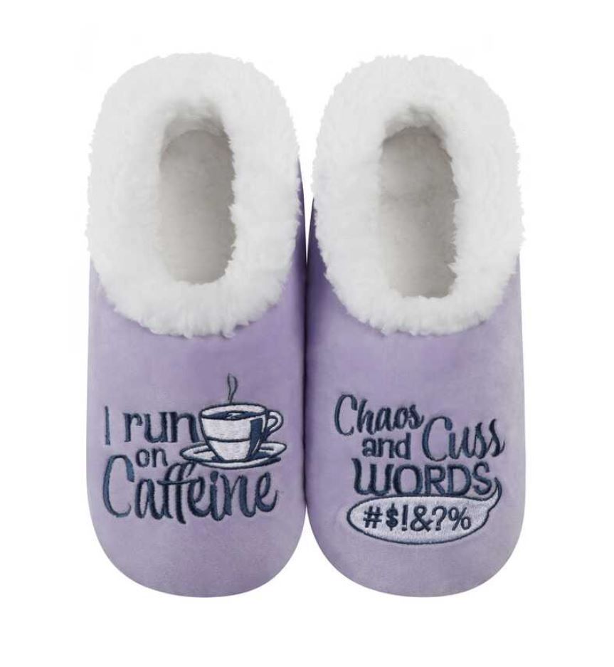 Women&#39;s I Run On Caffeine &amp; Cuss Words Snoozie Slippers, Color: Caffeine &amp; Cuss Words, Size: Small