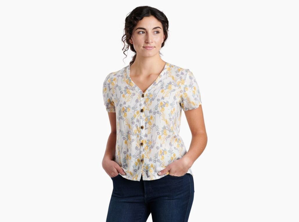 Hadley Short Sleeve, Color: Ivory Print, Size: XS