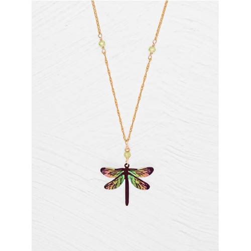 Dragonfly Dreams Pendant Necklace, Color: Green with Envy/Gold