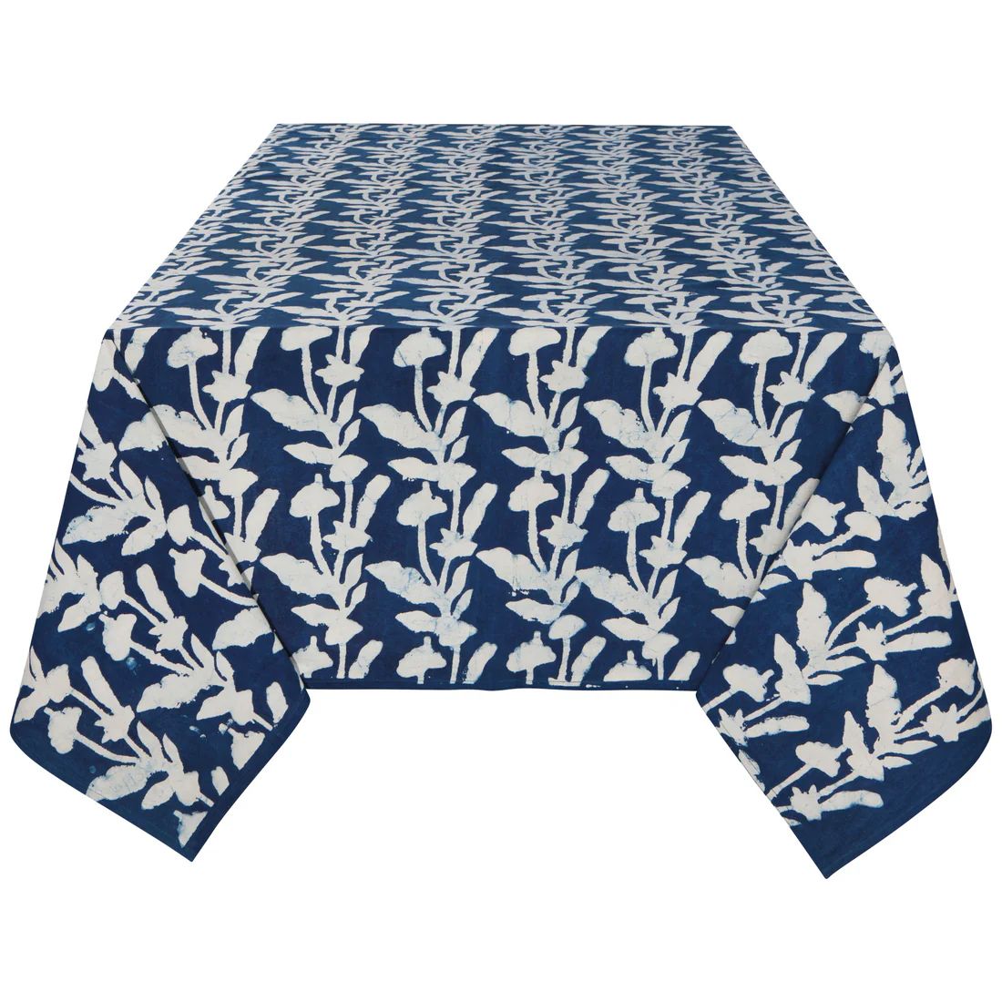Flourish Block Print Tablecloth, 60 x 90, Now Designs Color: Indigo/Natural